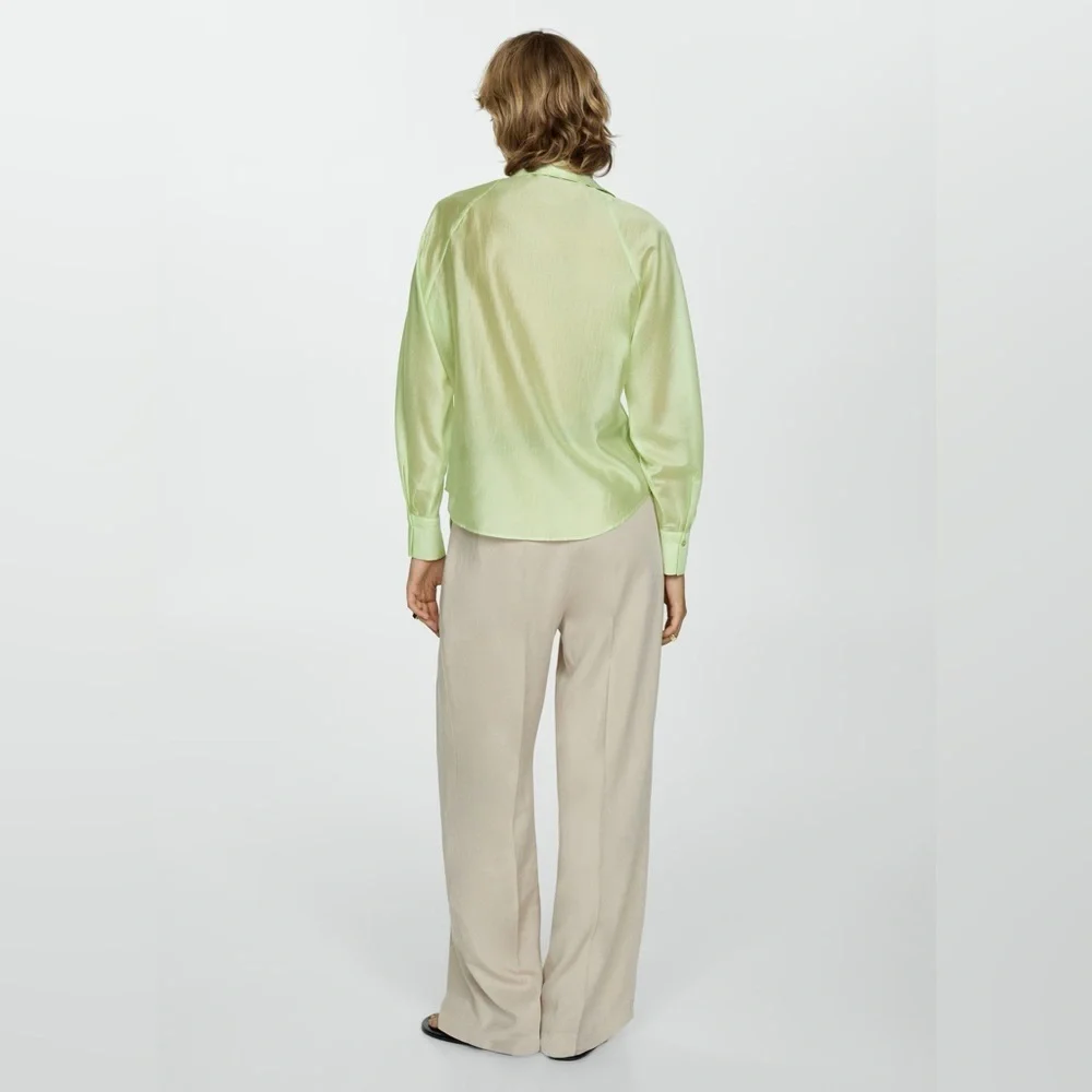 Mango satin lyocell light green shirt NWT - Picture 4 of 8